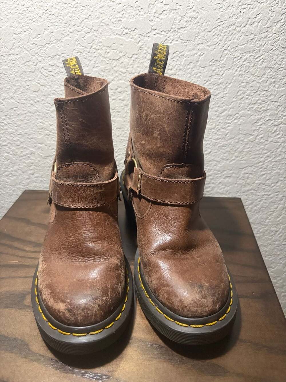 Dr. Martens Anistone Harness Moto Boots Brown Crazy Horse